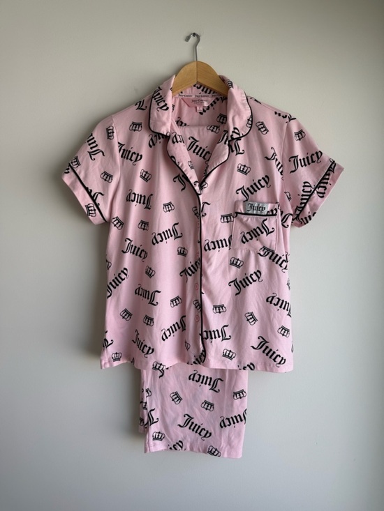 Juicy Couture Other - Juicy Couture Pink Logo Pajama Set Crown Print Y2K Size L